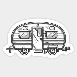 Line art of a vintage caravan Sticker